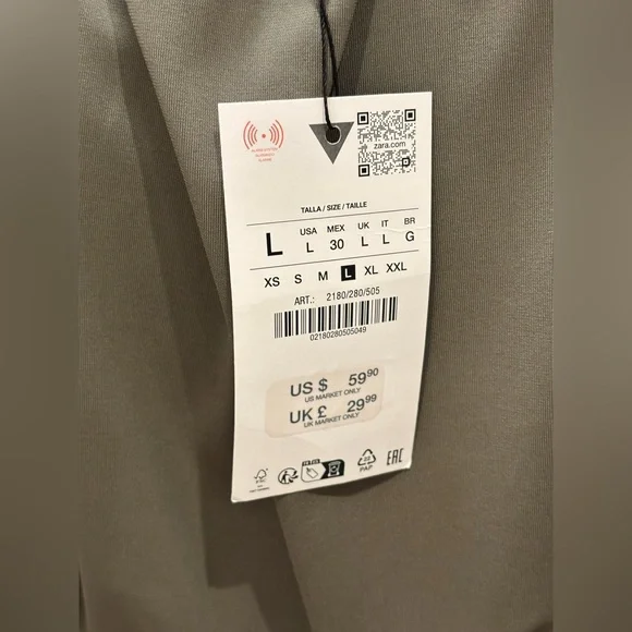 NEW WITH TAGS 🎉 Zara khaki SHORT DRESS WITH SHOULDER PADS size L - Picture 15 of 16